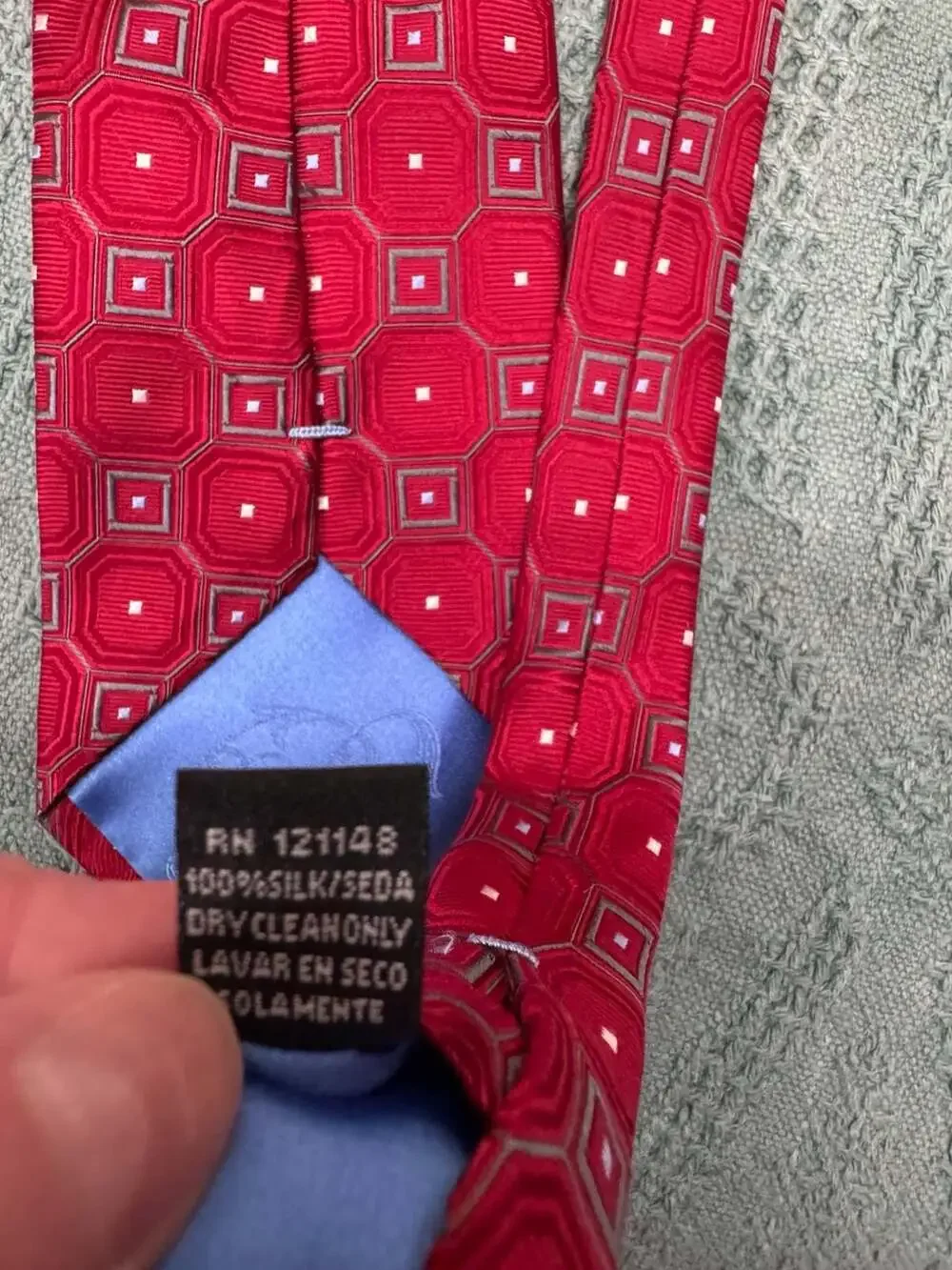 Bugatti Men's Red Geometric Silk Necktie